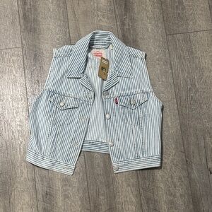Levi's Blue & White Striped Denim Vest